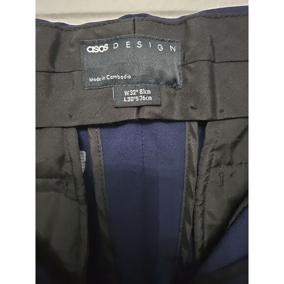 Asos Mens Navy Blue Dress Pants‎ Striped Size 32/30 - Picture 3 of 6
